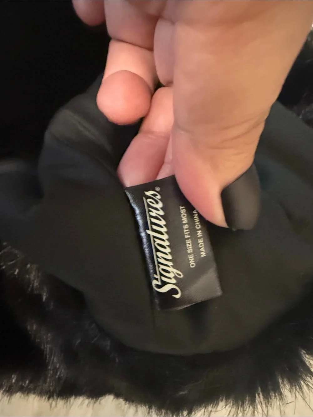 Signatures Black and Pink Faux-Fur Trapper Hat